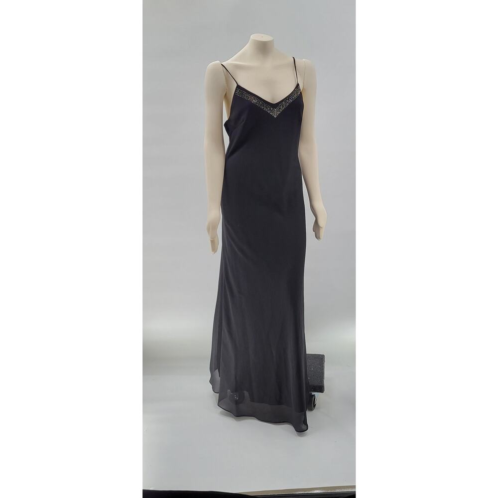 VTG Bora Prom Dress XL Black Bling Accent Sheer Layer Fairy Goth Evening Gown